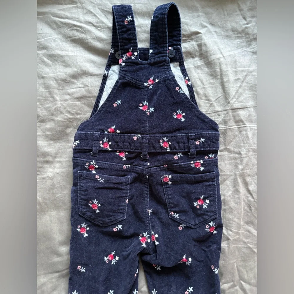 GAP Velvety Denim Overalls with Floral Accents - Picture 4 of 5